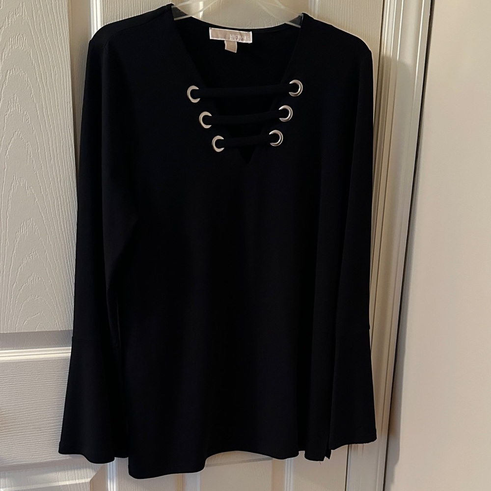 Michael Kors Black Eyelet Long Sleeve Tee